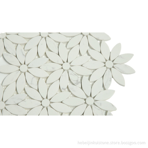 JK Waterjet Black and White Marble Mosaic Tile for Kitchen and Bathroom